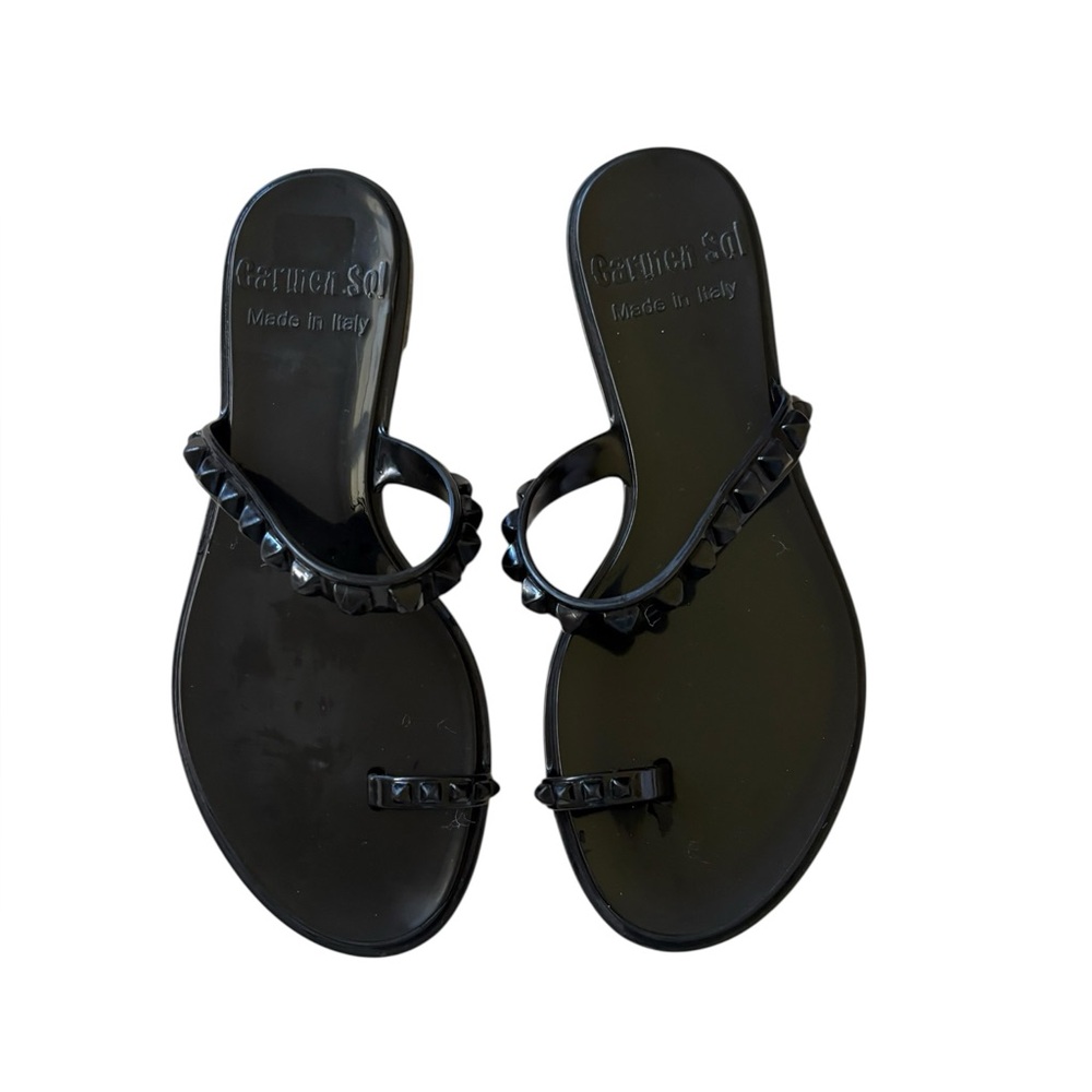 CARMEN SOL Made in Italy Maria Studded Jelly Sandals Black Size 7